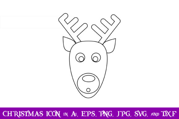 Christmas Deer with Black Outline: A Versatile Icon for Modern Graphics