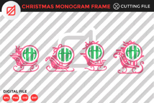 Christmas Sleigh Monogram Frame Graphics for Crafts