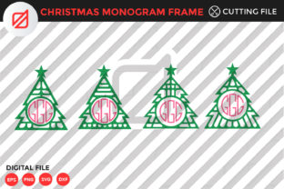 Christmas Tree Monogram Frame Cutting File for Graphics & Crafts