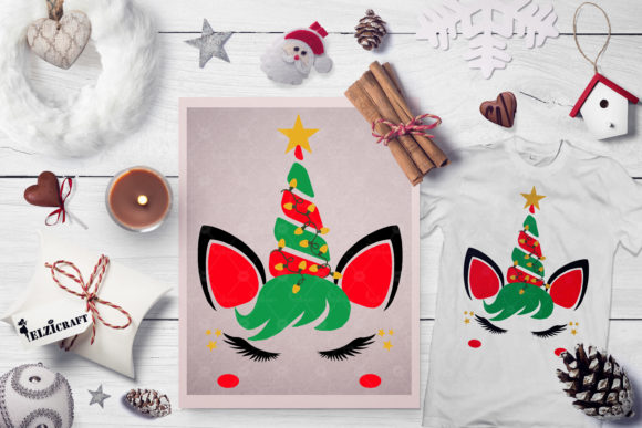 Christmas Unicorn Lights Graphics for Holiday Crafts