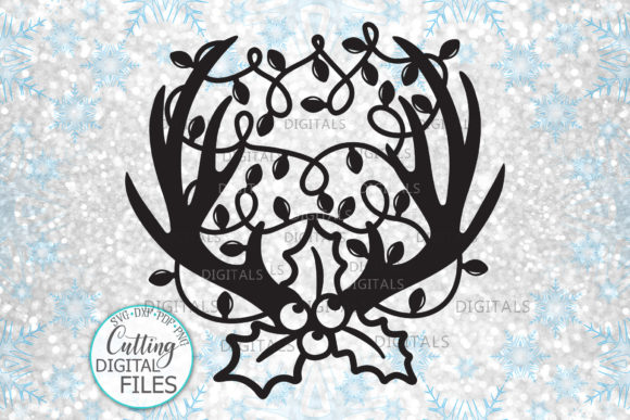 Deer Antlers Christmas Lights Graphics for Crafts