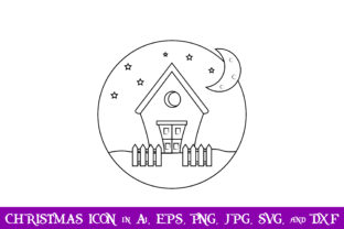 House at Night Icon: Graphics for Holiday Branding