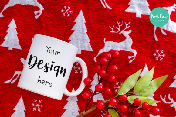 White Coffee Mug Mock-Up Christmas Graphics for Amp